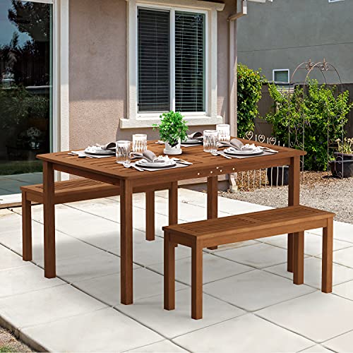 Furinno Tioman Outdoor Dining Table, Natural 35.5"D x 59.0"W x 29.0"H - color: Natural, size: 35.5"D x 59.0"W x 29.0"H
