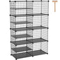 C&AHOME Wire Cube Storage Unit, Interlocking Metal Wire Organizer with Divider Design, Modular Cabinet with Plastic Panels, Bookshelf Stackable Closet Organizer with Small Hooks, Black UWCSIM08B - color: Black