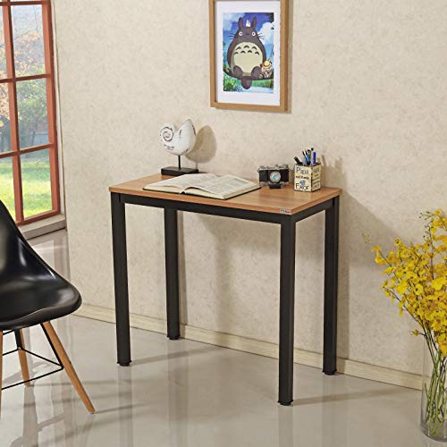 Need Small Computer Desk 31-1/2" Sturdy and Heavy Duty Writing Desk for Small Spaces and Small Desk Study Table Laptop Desk- AC3BB-80-40 - color: Teak & Black Frame, size: 31inch