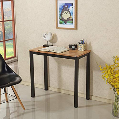 Need Small Computer Desk 31-1/2" Sturdy and Heavy Duty Writing Desk for Small Spaces and Small Desk Study Table Laptop Desk- AC3BB-80-40 - color: Teak & Black Frame, size: 31inch