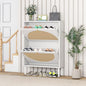 ZeHuoGe Rattan Shoe Cabinet with 2 Flip Drawers, Entrance Hallway Slim Entryway Organizer, White Rack Storage for Heels, Slippers - color: White, style: 2-Drawers