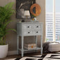 24'' Entryway Table, Small Console Table with Storage Drawers and Shelf, Hallway Table for Entryway Hallway Foyer, Farmhouse Solid Wood Frame (Gray) - color: Grey