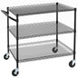 Finnhomy 3 Tier Heavy Duty Commercial Grade Utility Cart, Wire Rolling Cart with Handle Bar, Steel Service Cart with Wheels, Kitchen Carts on Wheels, Metal Cart Shelf Size 24" D x 36" W, NSF, Black - size: 36"L x 24"W x 35.4"H-3 Tier, style: Black Cart