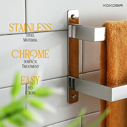 KOKOSIRI Towel Bars Bath Towel Holders 20-Inch Chrome Bathroom 2-Tiers Ladder Towel Rails Wall Mounted Towels Shelves Rack Polished Stainless Steel, B5008CH-L20 - color: Polished Chrome, size: 20-Inch