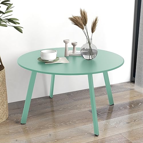 Grand Patio Round Steel Patio Coffee Table, Weather Resistant Outdoor Large Side Table, Mint Green… - color: Mint Green, style: 1 PC