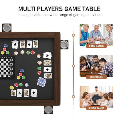 Yardenaler Solid Wood Board Game Table, Gaming & Dining Table with 58” x 33” Big Gaming Space and Removable Top, Seats 4 to 6 Players, Includes Leatherette Play Mat, 6 Cup Holders & Flush Pull Design - size: 63"L x 38.2"W x 30.4"H