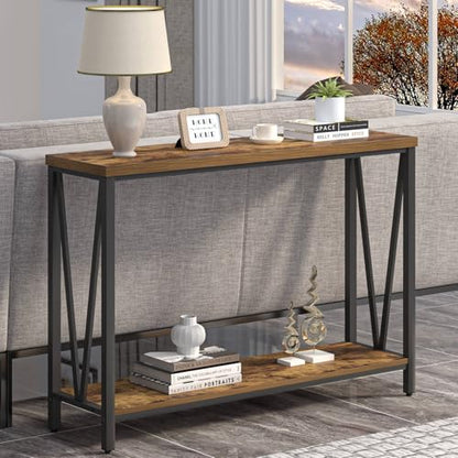 EXCEFUR Entryway Table, Narrow Sofa Console Tables Behind Couch, Modern Entry Table for Hallway Entrance Living Room, Rustic Brown - color: Rustic Brown