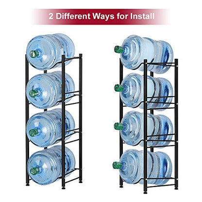 OYEAL 4-Tier Water Bottle Holder Cooler Jug Rack Organizer, 5 Gallon Water Bottle Storage Rack Detachable Water Dispenser Stand Stainless Steel Water Jug Stand for Kitchen Drawing Room, Black - color: 4-Tier Black