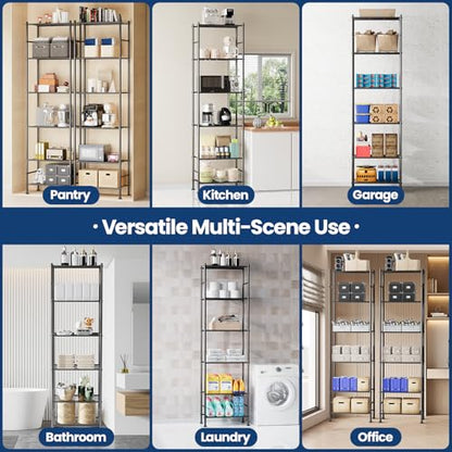 Abiglifty Storage Shelves, 6-Tier Metal Shelving, Closet Shelves with Adjustable Leveling Feet, Shelf Organizer for Kitchen, Pantry, Laundry - size: 6 Tier