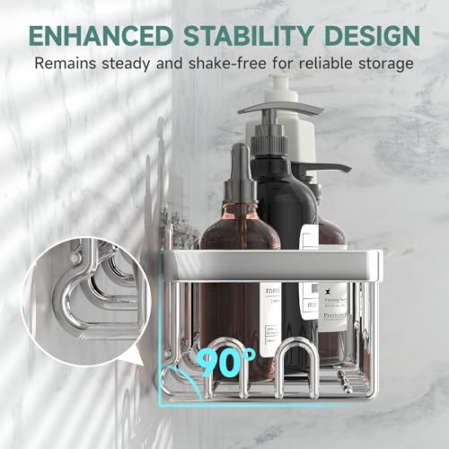 Veken Shower Caddy 6-Pack, Family Choice Award Winner, Large Wall Mounted Shower Rack, Bathroom Shelves Over Toilet, Organizer Storage Accessories with Soap Dish&Toothbrush Holder - color: Silver