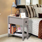 Grey Chairside Narrow End Table, Solid Recliner Side Table with Drawer, Slim Nightstand Bedside Table for Living Room Bedroom - size: 1 set grey