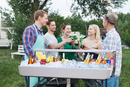 Nice C 4 FT Folding Ice Cooler Table, Party Bar Cooler Table (White) | Grazing Table, Drain, Sink, Bar Cooler Table, Matching Skirt, Storage Shelf - color: White