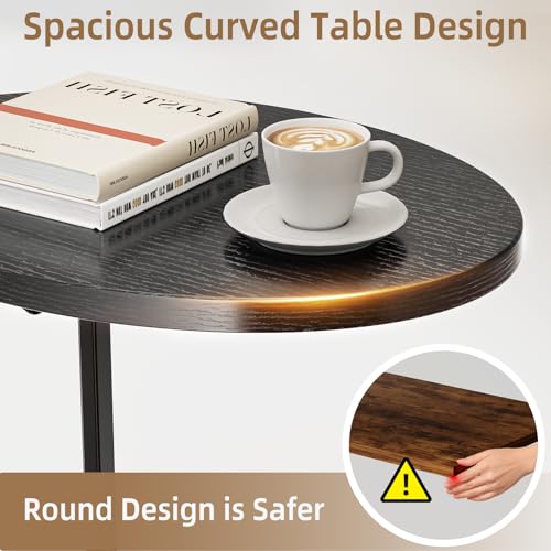 Elbourn Folding Side Table End Couch Tables, C-Shaped End Table for Living Room, Small End Table for Bedroom, Coffee Table (Black) - size: Black