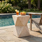 Christopher Knight Home Buncha 17.75" H Lightweight Concrete Outdoor Side Table, Patio End Table and Hourglass Design, MGO Outdoor Coffee Table, No Assembly Garden Plant Stand Indoor, Beige + Yellow - color: Beige + Yellow