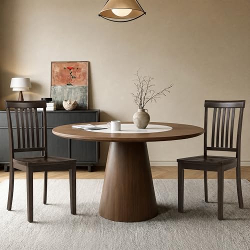 COLAMY Wooden Dining Chairs Set of 2, Farmhouse Dining Room Chairs, Windsor Spindle High Back Side Chairs, Armless Rubberwood Kitchen Table Chairs, Dark Brown - color: Dark Brown, size: Set of 2