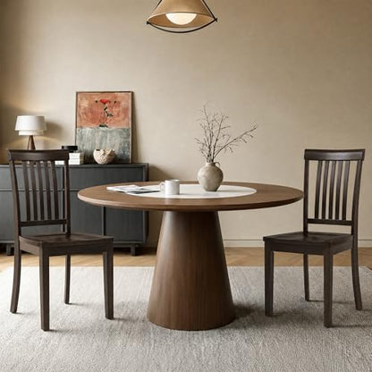 COLAMY Wooden Dining Chairs Set of 2, Farmhouse Dining Room Chairs, Windsor Spindle High Back Side Chairs, Armless Rubberwood Kitchen Table Chairs, Dark Brown - color: Dark Brown, size: Set of 2