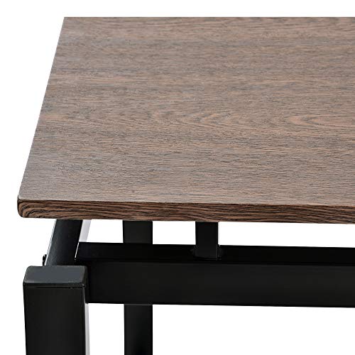 Solid Wood 4-Piece Kitchen Dining Table Set, Counter Height Bar Table Set with 3 Stools and Storage Shelves, Perfect for Home, Kitchen, Living Room (Dark Brown-1) - color: Dark Brown-1