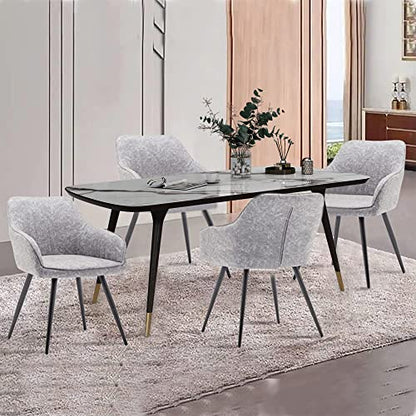 annjoe Faux Suede Accent Chair Arm Chairs Living Room Chairs Leisure Chair Upholstered Chair with Metal Legs Set of 2 for Home Kitchen Office Bistro Cafe - color: Light Gray