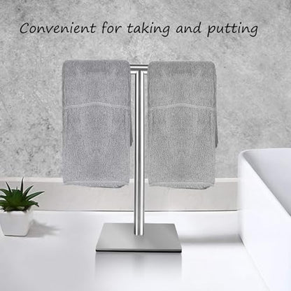 Freestanding Hand Towel Holder Countertop Modern Stand Towel Rack with Square Base Space Saving 304 Stainless Steel Hand Towel Holder Silver Finished - color: Freestanding Stainless Steel Towel Rack Silver on Countertop