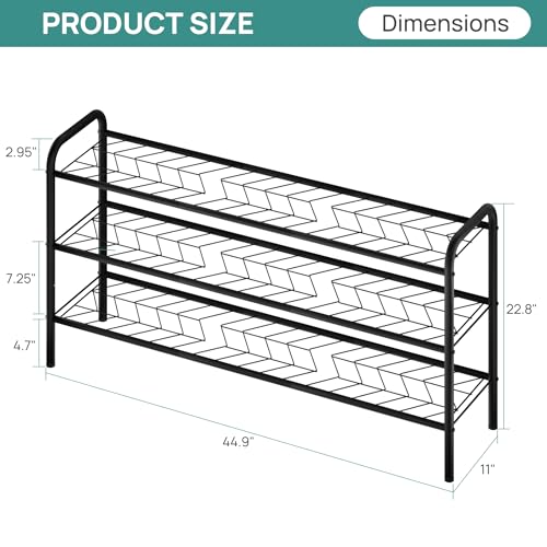 viewcare Long Shoe Rack for Closet, 3-Tier Extra Long Shoe Rack for Entryway & Garage, Sturdy Metal Construction, Shoe Organizer Holds 15-18 Pairs - size: 3-Tier(Extra Long)