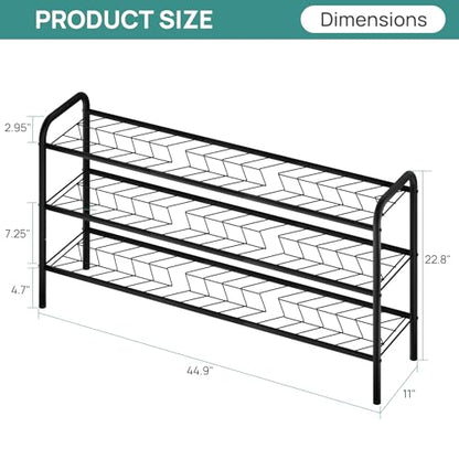 viewcare Long Shoe Rack for Closet, 3-Tier Extra Long Shoe Rack for Entryway & Garage, Sturdy Metal Construction, Shoe Organizer Holds 15-18 Pairs - size: 3-Tier(Extra Long)