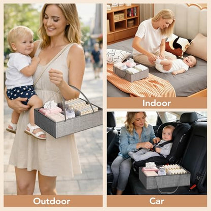 BBLIKE 3-Tier Diaper Caddy Organizer - Rolling Utility Baby Cart with Basket and Side Pockets for Nursery and Baby Essentials, Multi-Function Cart for Bedroom and Bathroom,Gray - style: Basket-Grey