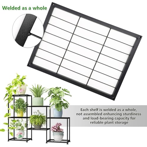 Metal Plant Stand Indoor Metal Plant Stands Outdoor Tiered Plant Shelf for Multiple Plants, 3 Tiers 7 Potted Ladder Plant Holder Table Plant Pot Stand for Window Garden Balcony Living Room