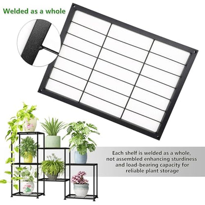 Metal Plant Stand Indoor Metal Plant Stands Outdoor Tiered Plant Shelf for Multiple Plants, 3 Tiers 7 Potted Ladder Plant Holder Table Plant Pot Stand for Window Garden Balcony Living Room