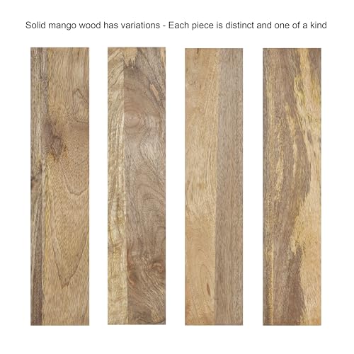 Kate and Laurel Reid Ribbed Wooden Tiered Floating Side Table, 18 x 10 x 9, Natural Wood, Modern Rectangular Mango Wood Floating Nightstand with Drawer for Bedroom Storage or Living Room End Table - color: Natural