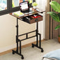 Adjustable Height Standing Desk With Drawer, Rolling Sit Stand Up Desk With Wheels, Small Sit To Stand Computer Desk, Adjustable Desktop Height, On Wheels, Brown, For Walking Pad Laptop Treadmill - color: Brown, size: With Drawer