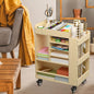 Art Cart Rolling Wood, Arts and Crafts Supply Organizer, Multi-Functional Art Organizer Cabinet, Compact DIY Utility Cart with Bookshelf, Small Art Supply Storage for Classroom Office Bedroom