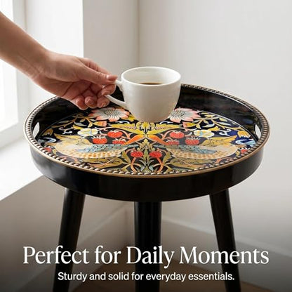 Round Indoor Side Tables with Detachable Wooden 3 Legs, Versatile Tray Table, Perfect for Round Coffee Table Tea, and Relaxation Time 17.7 Inch (Strawberry) - color: Strawberry