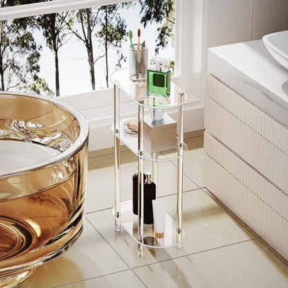 Clear Acrylic Narrow Side Table for Small Spaces, 15.75" L x 7.87" W x 24.6" H, 3 Tier Oval Slim End Table Nightstand, Small Minimalist Skinny Bedside Table for Bedroom, Bathroom, Living Room - size: 3 Tier 1-Pack 24.6"H