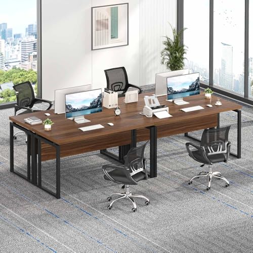 EXCEFUR Home Office Desk, Modern Computer Desk for Workstation, Wood Metal Executive PC Laptop Study Writing Table for Living Room, 53 Inch, Rustic Walnut - color: Walnut