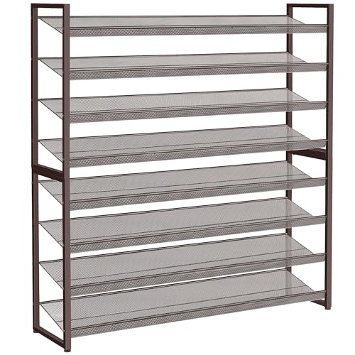 Nunsino Shoe Rack, Long Shoe Organizer,Max Holds 50 Pairs,8 Tier Metal Shoe Storage Shelf,4-Tier Stackable Shoes Organizer for Garage, Entryway,Bronze - color: Bronze, size: 8 Tier