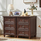 RWYHG 18" Nightstands Set of 2 with Charging Station & 3 Drawers | Farmhouse Modern Night Stand, Bedside Table with Metal Handle, Walnut Bed Side End Tables for Bedroom Living Room - color: Walnut, size: 18"D x 18"W x 24"H (3 Drawers)