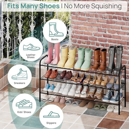 viewcare Long Shoe Rack for Closet, 3-Tier Extra Long Shoe Rack for Entryway & Garage, Sturdy Metal Construction, Shoe Organizer Holds 15-18 Pairs - size: 3-Tier(Extra Long)
