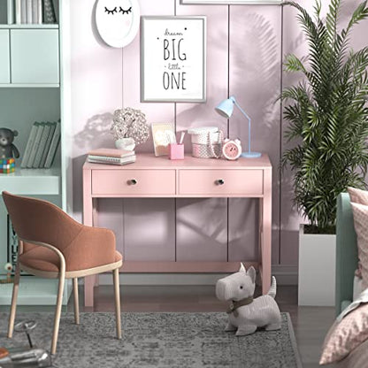 WiberWi Home Office Desk with Drawers, Modern Writing Computer Desk for Bedroom, Small Makeup Vanity Table Study Table for Home Office,Pink - color: Pink