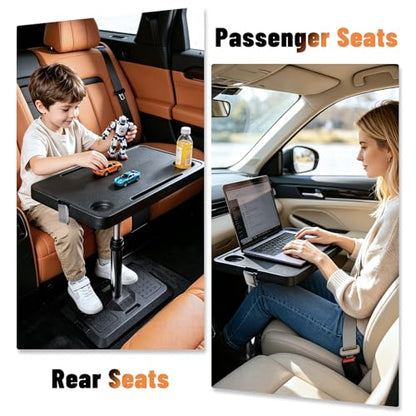 Car Desk for Laptop, Portable Car Table Tray for Front/Rear Passenger Seat, Height Adjustable Laptop Desk for Travel, Work & Eating