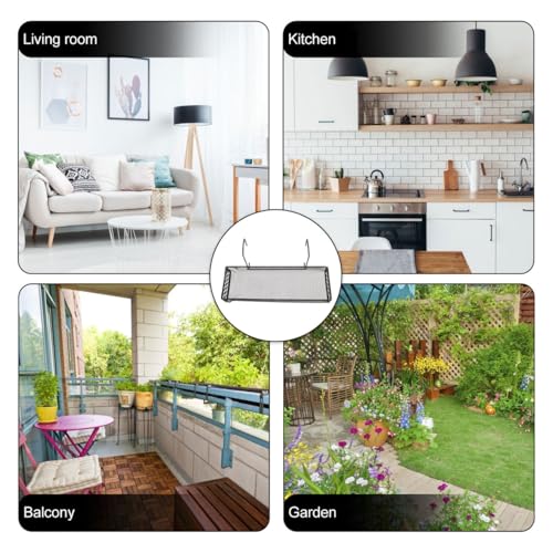 PRETYZOOM Flower Pot Holder Hanging Rack Black Iron Plant Shelf Balcony Fence Storage Organizer for Indoor Outdoor Garden Patio 12.20X6.69X3.93 Inches