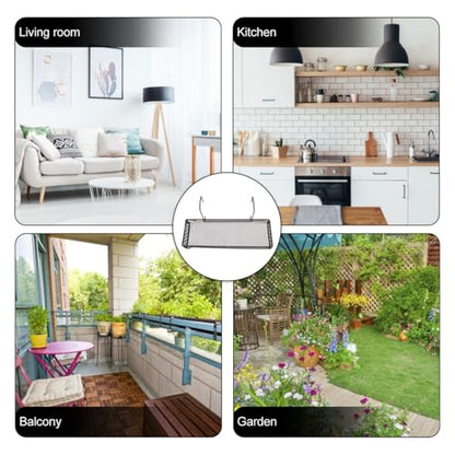 PRETYZOOM Flower Pot Holder Hanging Rack Black Iron Plant Shelf Balcony Fence Storage Organizer for Indoor Outdoor Garden Patio 12.20X6.69X3.93 Inches