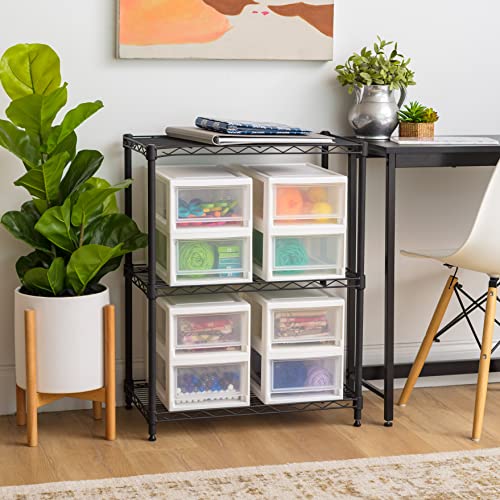 IRIS USA 6 Qt. Small Plastic Stacking Drawer, Stackable Storage Organizer Unit with Sliding Drawer for Bedroom Kitchen Under Sink Pantry Craft Room Dorm Office, White, 8-Pack - size: 6 Qt., style: 8 Pack