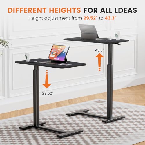 Sweetcrispy Overbed Bedside Table with Wheels, Adjustable Hospital Home Use, Rolling Laptop Mobile Standing Space Saving Durable Frame Side Storage Shelf Easy Assembly, Black - color: Black