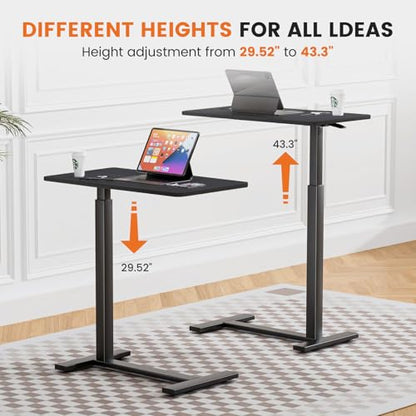 Sweetcrispy Overbed Bedside Table with Wheels, Adjustable Hospital Home Use, Rolling Laptop Mobile Standing Space Saving Durable Frame Side Storage Shelf Easy Assembly, Black - color: Black