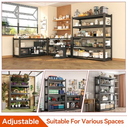 Garage Shelving, Heavy Duty Storage Shelves, Adjustable Boltless Units | Metal Shelving with Double Layer Posts, Industrial Steel Shelving for Garage Basement Warehouse Kitchen, Black, 72H*36W*15D - size: 36W*72H*15D-5T