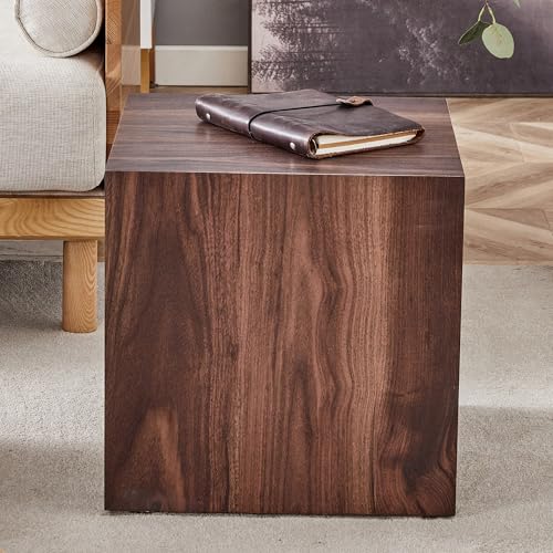 15.7" H Square Compact Coffee Table,Small Cube End Table,Modern Side Table with Stylish Wood Pattern,Minimalist Accent Table for Living Room,Office,Apartment,Nightstand(Walnut,15.7") - color: Walnut,15.7"h