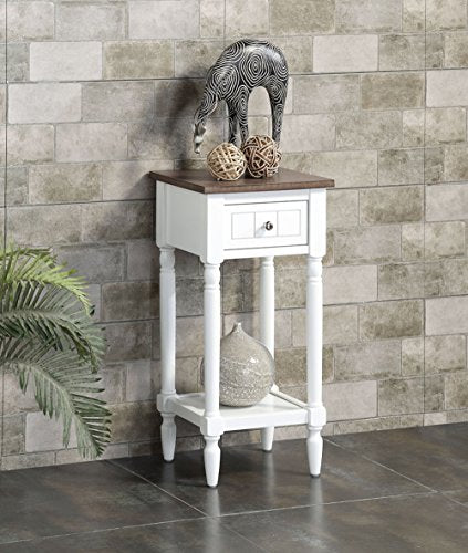 Convenience Concepts French Country Khloe 1 Drawer Accent End Table 14" - Traditional Farmhouse Side Table with Storage Drawer and Shelf for Living Room, Driftwood/White - color: Driftwood/White