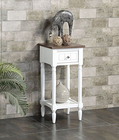 Convenience Concepts French Country Khloe 1 Drawer Accent End Table 14" - Traditional Farmhouse Side Table with Storage Drawer and Shelf for Living Room, Driftwood/White - color: Driftwood/White