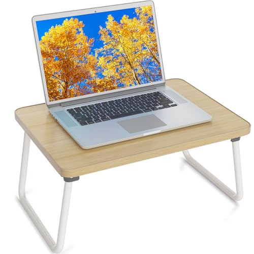 Foldable Lap Desk, Laptop Stand Bed Table Tray for Couch | Portable Breakfast Serving Tray, Lightweight Mini Lap Table, Works Great as Tablet Desk for Working, Reading & Writing,Beige - color: Beige