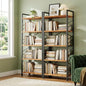DurayLoly 2 Pieces 5 Tier Bookshelf for Narrow Space, Rustic Brown | Small Space Dwellers , Sidebars and Metal Frame - color: Rustic Brown, size: 5 Tier - 2 pcs